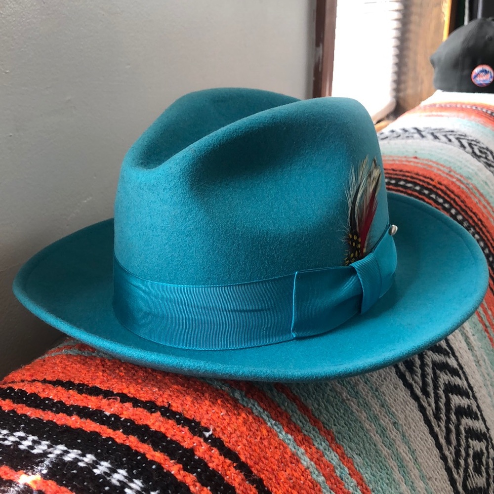 TURQUOISE UNTOUCHABLE FEDORA STYLE HAT